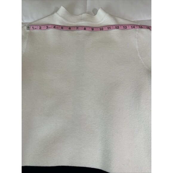 Damask Black/Cream Double Zipper Long Cardigan Front Pockets Size Medium M - Picture 10 of 12